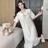 Camisón de Verano para Mujer Tallas Grandes, Estilo Princesa, Manga Corta, Corte Holgado, Ropa de Casa Ligera que se Puede Usar Afuera