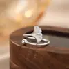 Anillo Artístico de Hoja de Ginkgo en Plata de Ley S925 para Mujer, Estilo Coreano, Estilo Fresco y Sencillo de Estudiante, Anillo Abierto Minimalista y Único