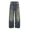 Jeans Vintage Estilo de Rua Desgastado para Homens, Novas Calças Plissadas de Personalidade Cool de Pernas Retas Comprimento Total de Pernas Largas para Mulheres