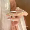 Pulseira de Prata Pura 999.9 Fusheng com Padrão de Grama Tang e Borboleta para Mulheres com Esmalte Dourado Sólido Aberta Estilo Chinês Pulseira de Prata Pura