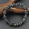 Pulsera de Piedra Volcánica de Lava Retro de 10 mm para Hombre, Joyería Transfronteriza Europea y Americana, Pulsera de Energía Volcánica