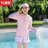 Traje de Banho Infantil Meninas Médio e Grande Traje de Banho Infantil Dividido Meninas 2025 Novo Traje Profissional de Proteção Solar de Manga Comprida