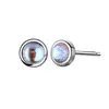 Pendientes Redondos de Piedra Lunar de Plata de Ley S925 para Mujer Estilo Ins Japonés y Coreano Moda Simple Elegante Diseño de Nicho Pendientes Geométricos