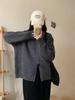 Cárdigan de punto gris oscuro con cremallera para mujer, nuevo estilo perezoso holgado engrosado para otoño e invierno, suéter exterior, chaqueta, top