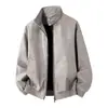 Chaqueta retro estilo americano con cuello alto para hombre, adecuada para hombres jóvenes y de mediana edad, corte holgado, elegante y hecha de cuero PU con forro de felpa, perfecta para otoño e invierno