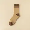 Calcetines Gruesos de Rizo para Hombres y Mujeres, Calcetines Gruesos de Felpa con Forro Polar hasta la Mitad de la Pantorrilla, Calcetines Rayados Cálidos de Invierno y a Prueba de Frío hasta la Mitad de la Pantorrilla