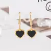 Aretes Negros en Forma de Corazón para Mujer, Lujo Ligero, Aretes de Botón Vintage de Alta Gama, Diseño de Nicho, Accesorios para Orejas de Estilo Minimalista