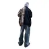 Pantalones de mezclilla de otoño para hombre, estilo callejero americano, geniales y atrevidos, lavados y desgastados, de pierna ancha, modernos, corte holgado, pierna recta, pantalones largos casuales