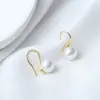 Brincos de Pérola Acessórios para Joias DIY Ganchos de Orelha de Prata S925 Tipo Colher para Mulheres Suporte Vazio de Ouro 18K Brincos Vazados