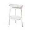 Mesa Redonda Pequeña Minimalista, Mesa de Centro Móvil, Mesa Lateral para Sofá Estilo Crema, Mesa de Noche Artística Creativa Engrosada Inspirada en la Dopamina