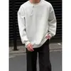 Pulôver Gola Careca Meio Zíper Texturizado Minimalista Estilo Coreano Xbro Camiseta de Manga Longa Camada Base Moletom Outono 2024