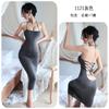 Longa noite sexy lingerie sexy fivela sem costas renda-up cabresto tentação sling sobre o joelho vestido de noite longo para as mulheres 1121