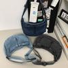 Bolsa Transversal de Sarja Lavada Estilo Japonês para Mulheres 2025 Retrô Casual Preguiçosa Bolsa Tote Estudante Literária Bolsa de Ombro