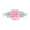 Anillos de Flor de Hielo Cortada con Piedras Preciosas de Colores Más Vendidos en Tiktok para Mujeres, Anillos de Diamante de Alto Carbono Padparadscha Súper Brillantes, Dropshipping de Transmisión en Vivo de Joyería