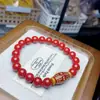 Pulsera de Arena de Cristal de Contenido Medio Combinada con Cuentas Dzi Pintadas en Oro como Regalo de Cumpleaños para Novia o Mejor Amiga