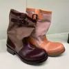 Botas western muy elegantes 2026, botas de moda a la moda, elegantes botas de cuero, nuevas botas de montar para mujer con punta redonda y hebilla de cinturón de empalme