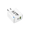 Carregador USB Tipo C Gan de 65W Padrão Europeu É Adequado para Carregador iPhone Xiaomi Huawei Samsung