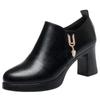 Zapatos de mamá otoño e invierno 2023 nuevos zapatos de mujer elegantes de tacón alto zapatos de tacón grueso zapatos de cuero impermeables plataforma boca profunda zapatos de una sola capa