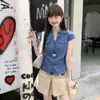 Camisa de manga corta a cuadros azules para mujer, nuevo estilo verano 2026, alta gama, lujo ligero, juvenil, elegante, blusa que marca la cintura
