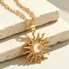 Colar com pingente de sol e lua transfronteiriço, corrente de clavícula cravejada com diamantes retrô europeu e americano, acessório feminino de nicho e luxuoso, em estoque