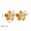 Pendientes de Flor de Acero Inoxidable Transfronterizos, Diseño de Anillo Dorado Retro Exagerado, Estilo de Lujo Ligero Elegante y Único