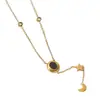 Nuevo Collar de Acero Inoxidable de Lujo con Madreperla y Circonita con Goteo de Aceite para Mujer, Acero de Titanio Versátil y de Nicho Dorado de 18K que No se Desvanece