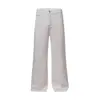 Verano Nuevo Gama Alta Blanco Elástico Bootcut Jeans para Hombre Corte de Bota Sueltos Pantalones Casuales Nicho Pantalones