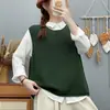 Chaleco de punto para mujer para otoño e invierno, nuevo chaleco sin mangas de hilo de algodón simple versátil de cuello redondo, chaleco cárdigan de punto para superponer