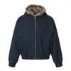 Chaqueta de mezclilla de algodón de moda para hombre para invierno con cuello de piel y capucha, engrosada para abrigar y proteger del frío, estilo ropa de trabajo