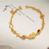 Tienda de Oro Puzuo Mismo Estilo Sha Jin Fu Lu Shuangzhen Quemado a Alta Temperatura Diseño Azul Pulsera Moda Femenina Elegante para Enviar a Novia