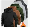 4X Moletons Masculinos de Cor Sólida com Bolso Canguru, Moletons Casuais de Manga Comprida com Capuz para Exterior