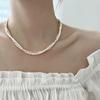 Dulce Collar de Perlas de Doble Capa para Mujer, Diseño Geométrico Irregular, Cadena Clavicular para Uso Diario, Pulsera Versátil, Cadena para el Cuello, Moderno