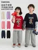 Calça jogger infantil Wulibu, nova para o outono, cor sólida, simples, versátil, com punho, casual e amiga da pele, calça de moletom