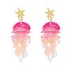 Pendientes de Medusa y Estrella de Mar con Degradado de Moda Europea y Americana, Pendientes Largos con Borlas Transparentes de Acrílico Estilo Vacaciones para Mujer
