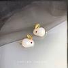 Conejo de Luna de Mediados de Otoño Conejo de Jade Pendientes Dulce Diseño de Nicho Animales Casual Más Fácil de Combinar Pendientes Fábrica Gama Alta