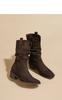 Novas Botas Dunhuang Outono/Inverno 2026~Fivela em V Plissadas Salto Bloco Botas Desert Slouch para Mulheres, Botas Elásticas Estilosas