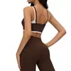 Sujetador Deportivo de Dos Piezas Transfronterizo con Almohadillas en el Pecho, Diseño de Espalda Cruzada, Ropa de Fitness, Doble Tirante, Bloques de Color, Sujetador de Yoga