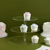 Soporte de pastel de acrílico transparente, fácil de desmontar, soporte para pastel de boda y cumpleaños, soporte para exhibición de postres de boda