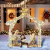 Belén de Navidad Iluminado con 120 Luces Cálidas Blancas Preiluminadas, Decoraciones Festivas para el Exterior del Jardín