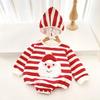 Bebé Lindo Festival de Primavera Navidad Mameluco forrado de polar Bebé Año Nuevo Muñeco de Nieve Amor Traje para Escalar para Enviar Sombrero Celebración de Invierno Rojo
