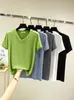 Camiseta Básica de Modal con Cuello en V 2025 Nueva Camiseta de Manga Corta para Mujer, Estilo Delgado de Verano, Top de Algodón Adelgazante