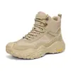 Botas de Caminhada e Escalada Outdoor Outono Masculino Tamanho Grande Botas Curtas Respiráveis Sola Grossa Antiderrapante Resistente ao Desgaste Off-road Botas de Trabalho de Cano Alto