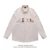 Camisa Bordada de Manga Larga Vintage para Mujer de Primavera y Otoño, Camisa Casual Americana Holgada con Estampado de Gato para Hombre Invierno 2026