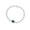 Pulsera de Aleación de Cobre con Circonita de Diamante Completo de Venta Caliente Transfronteriza para Mujer, Lujo Ligero, Sensación de Gama Alta, Joyería de Mano Super Brillante con Forma de Bolso Cuadrado Pequeño Corazón