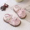 Zapatos de Princesa con Lazo de Flor y Perlas para Niñas Pequeñas Sandalias de Playa Suaves para Bebé con Punta Abierta