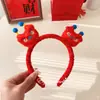 Diadema roja para niños otoño e invierno felpa de cordero accesorios para el cabello diadema festiva de Año Nuevo lindo pasador para niña pequeña que combina con todo