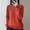 Suéter de punto para mujer estilo mamá, con cuentas y diamantes, amigable con la piel, cuello semi-alto, nuevo 2026, corte holgado, manga larga, básico