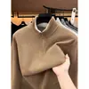 Suéter de punto grueso con cremallera a media altura y cuello alto, forrado de forro polar para hombre, nuevo suéter cálido de capa base para otoño e invierno 2026