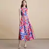 Foto Real de Vestido Listo para Usar sin Mangas de Cintura Alta con Corte Estéreo y Falda Línea A en la Cintura