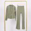 Conjunto Lulu Df de Jaqueta com Capuz Estampada e Calça Flare, Gola Alta Justa, Zíper Dourado Elástico, Roupa para Fitness Yoga